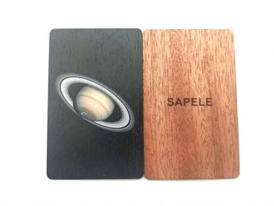 3D Relief RFID Ecofriendly Wooden Card saturn sapele