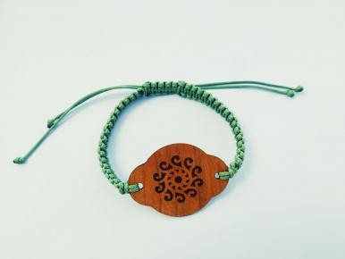 RFID Wristband of wooden cards and woven rope