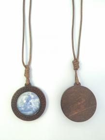 RFID Wood and Epoxy Necklace Wax Cord