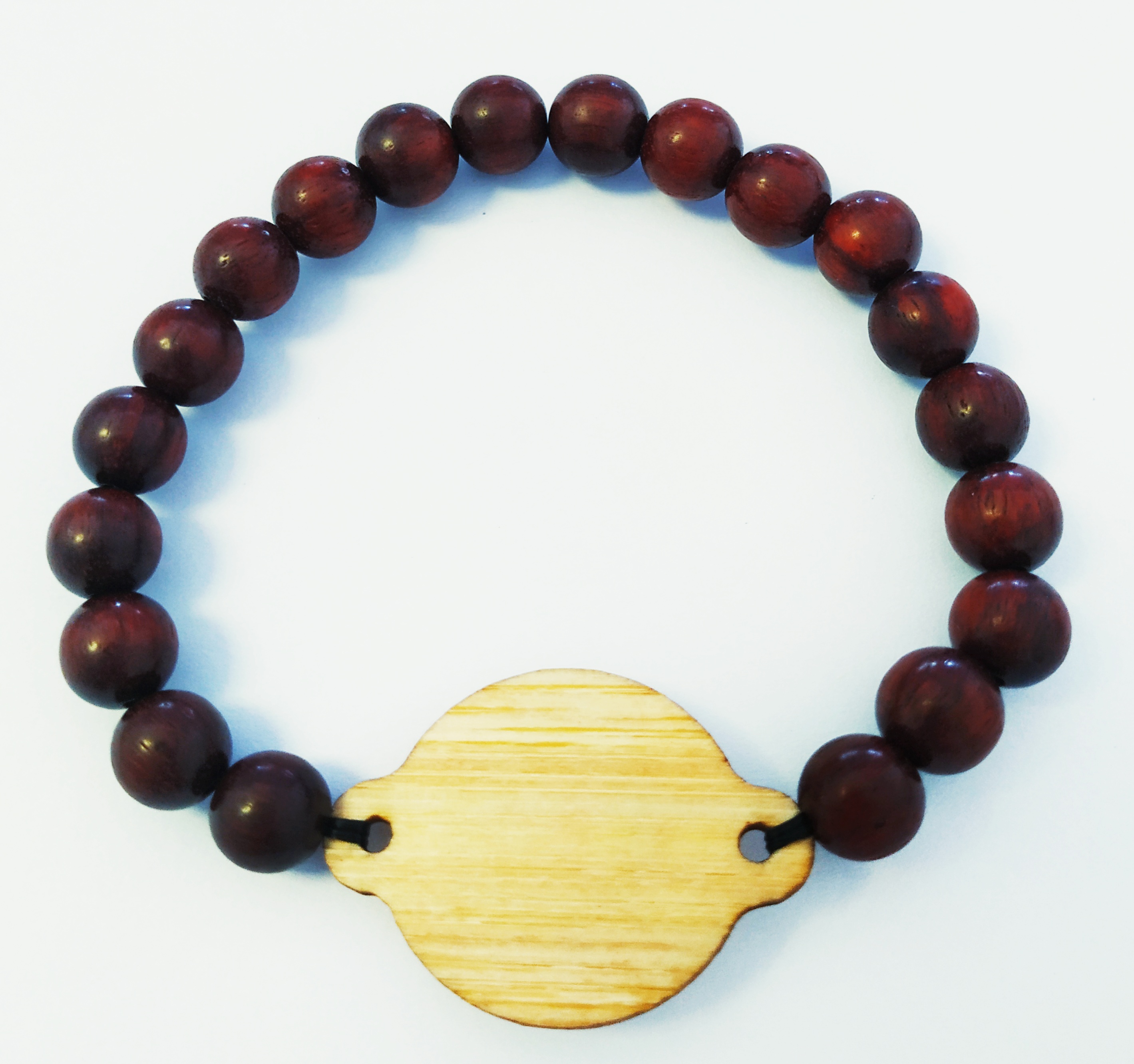 RFID Wristband of wooden cards and wooden beads