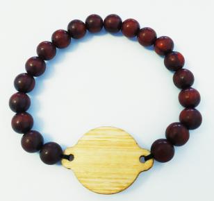 RFID Wristband of wooden cards and wooden beads
