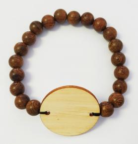 RFID Wristband of wooden cards and wooden beads